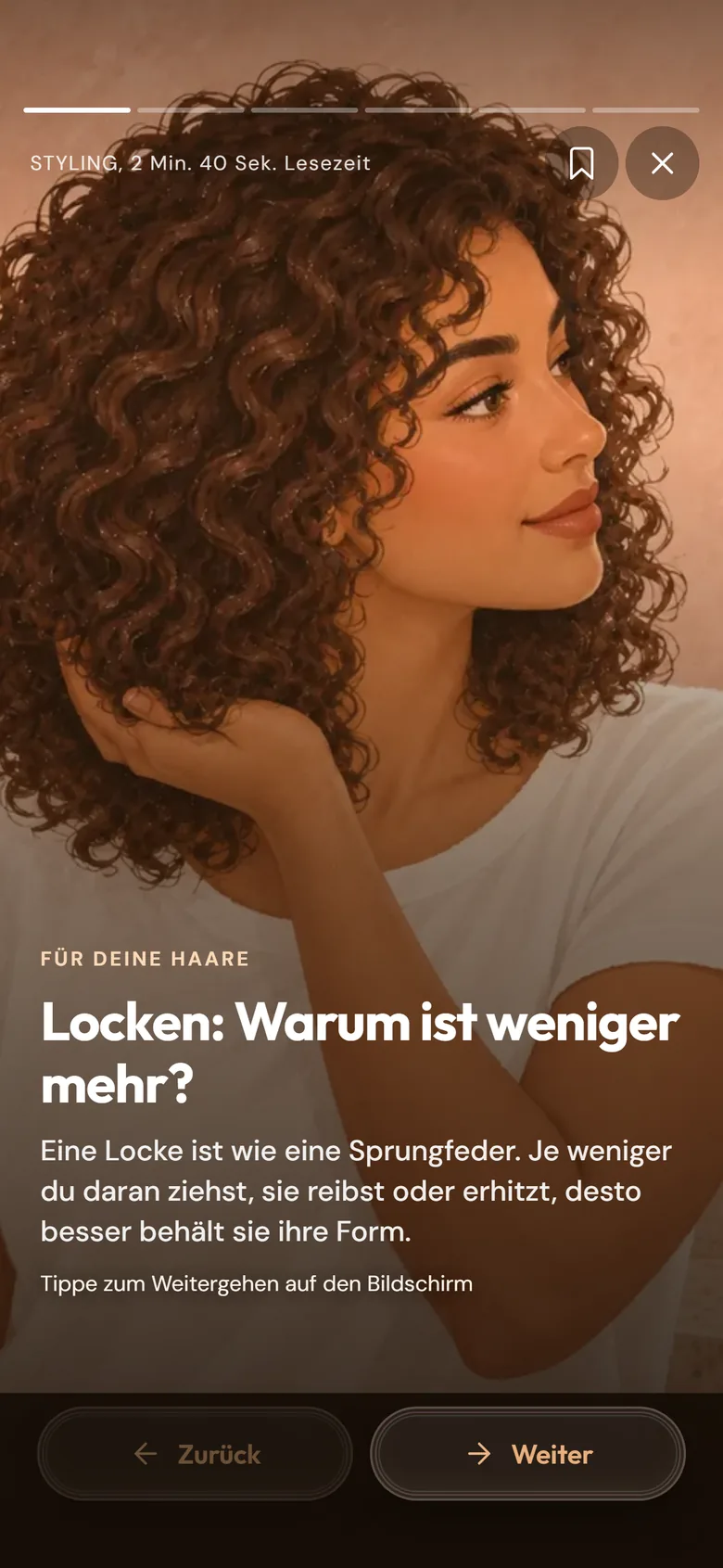 Ein Artikel aus „Wissen“, als Story erzählt: Locken und warum weniger oft mehr ist.