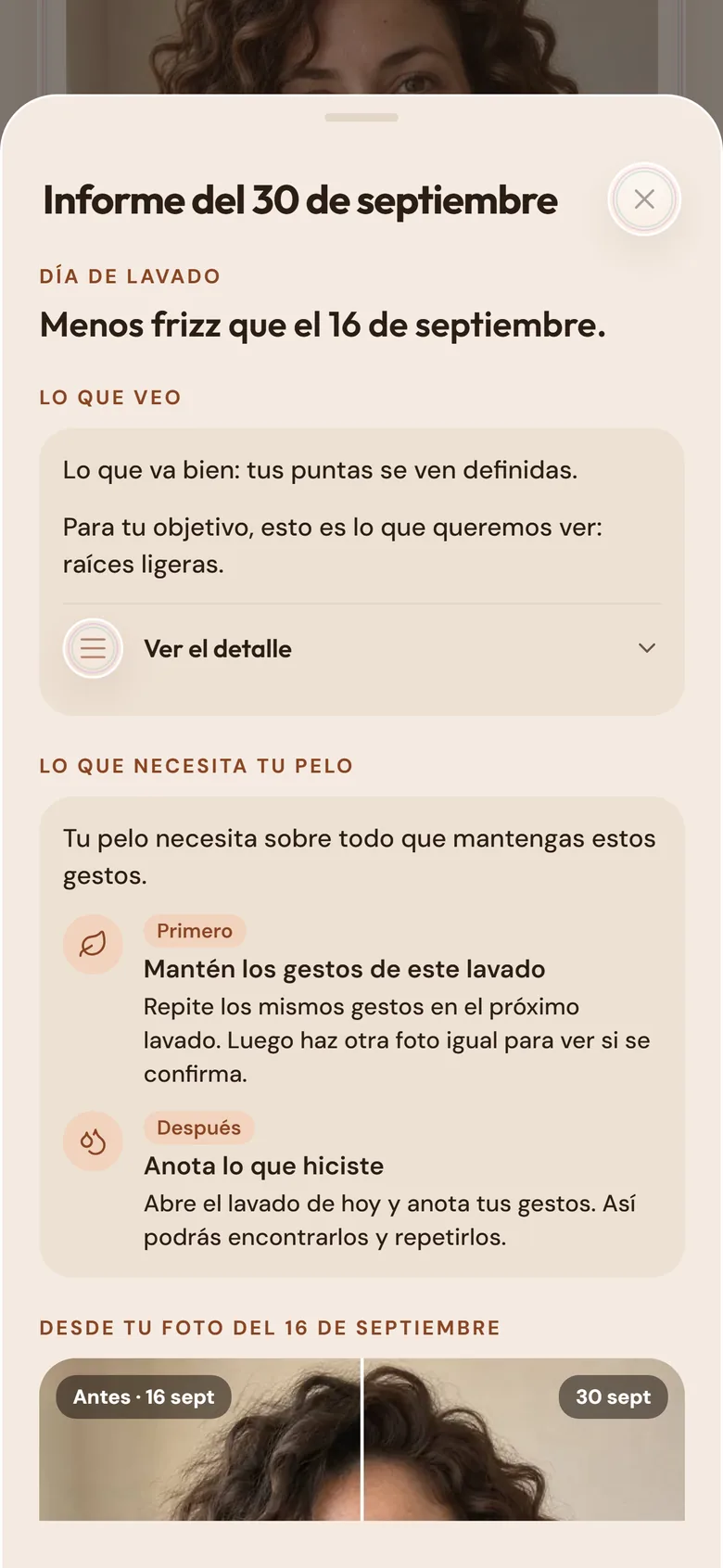 El informe de una foto: lo que veo, qué necesita tu pelo y qué cuidados mantener.